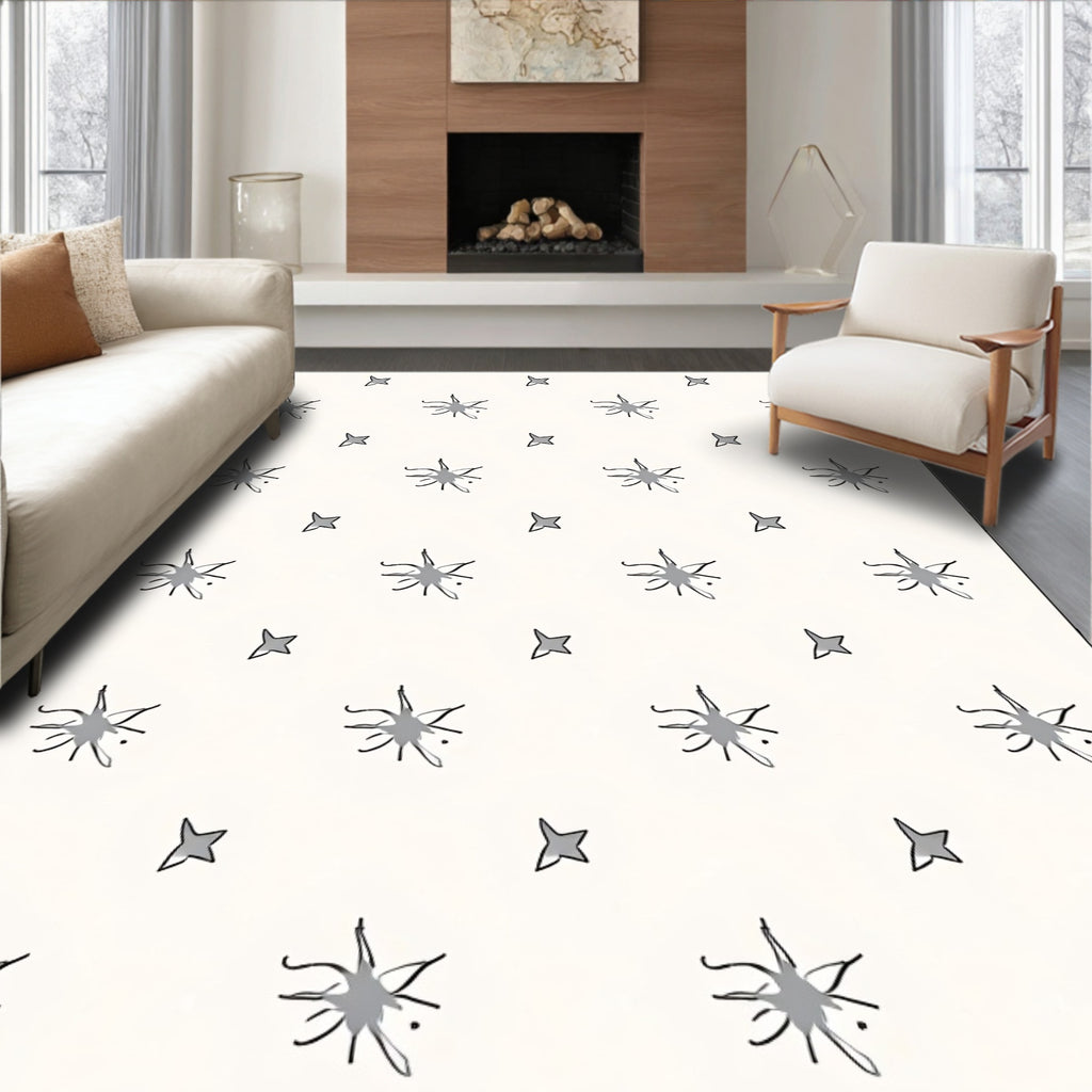 Gray Twig Star Organic Lattice Rug