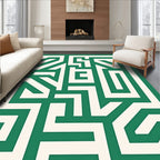 Emerald Green Maze Line Art Rug