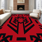 Bold Red Geometric Animal Rug