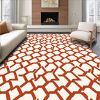 Terracotta Geometric Interlocking Hexagons Rug