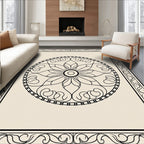 Monochromatic Floral Mandala Frame Rug