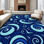 Deep Blue Swirling Ocean Waves Rug