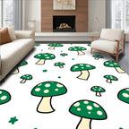 Whimsical Green Mushroom Dots Rug