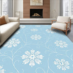Soft Blue White Snowflake Vines Rug