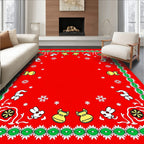 Red Festive Cartoon Holiday Bandana Rug