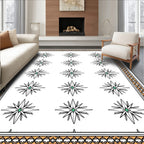 Geometric Green Starburst Border Rug