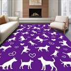 Playful White Dogs Hearts Amethyst Rug