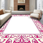 Ornate Crimson Floral Border Rug