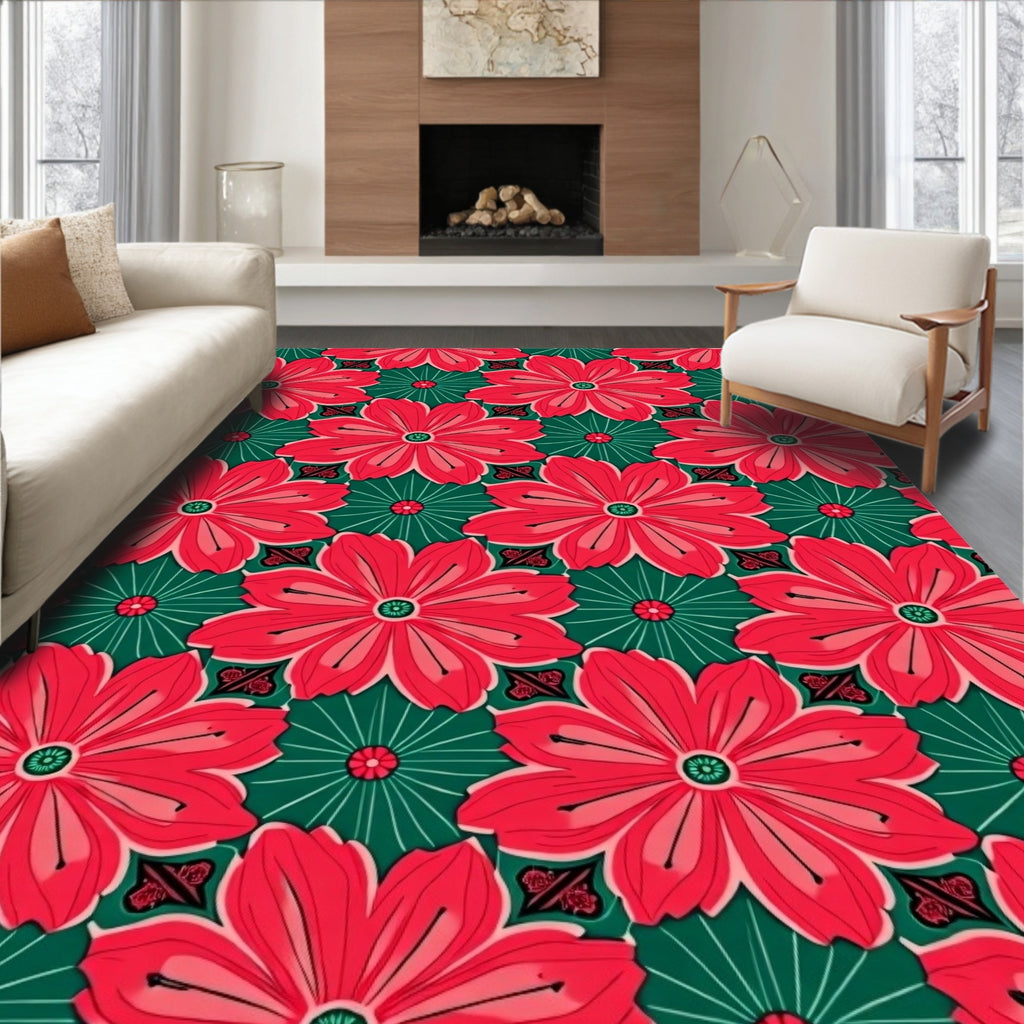 Vibrant Red Floral Radiance Rug