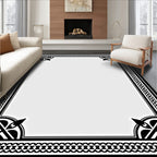 Black White Geometric Celtic Knot Border Rug