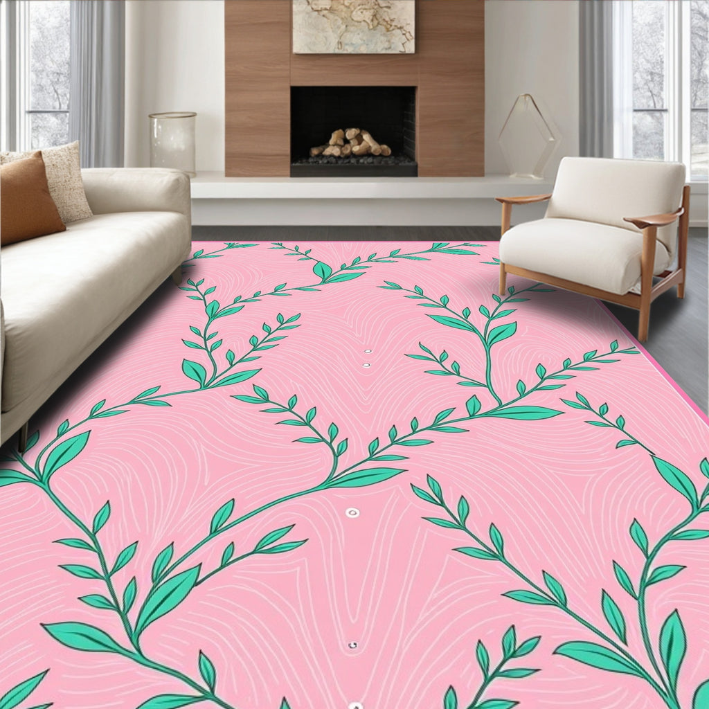 Coastal Teal Vine Abstract Swirls Rug