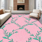 Coastal Teal Vine Abstract Swirls Rug
