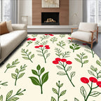 Crimson Berry Branch Botanical Background Rug