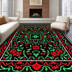 Crimson Green Floral Lattice Rug