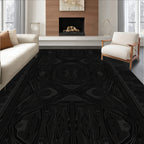 Dark Gray Geometric Circuit Board Rug