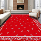 Red Bows Floral Border Rug