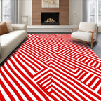 Bold Red Linear Intersecting Maze Rug