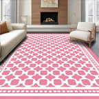 Pink Geometric Lattice Arrangement Rug
