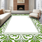 Green Leafy Vine Border Frame Rug