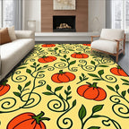 Orange Pumpkin Vine Swirls Rug