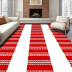 Crimson White Striped Vertical Bands Rug