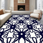 Artistic Navy Filigree Scrollwork Rug
