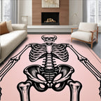 Bold Black Skeleton Rose Outline Rug