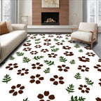 Brown Paw Prints Green Leaf Scatter Rug