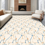Cream Blue Geometric Architectural Layout Rug