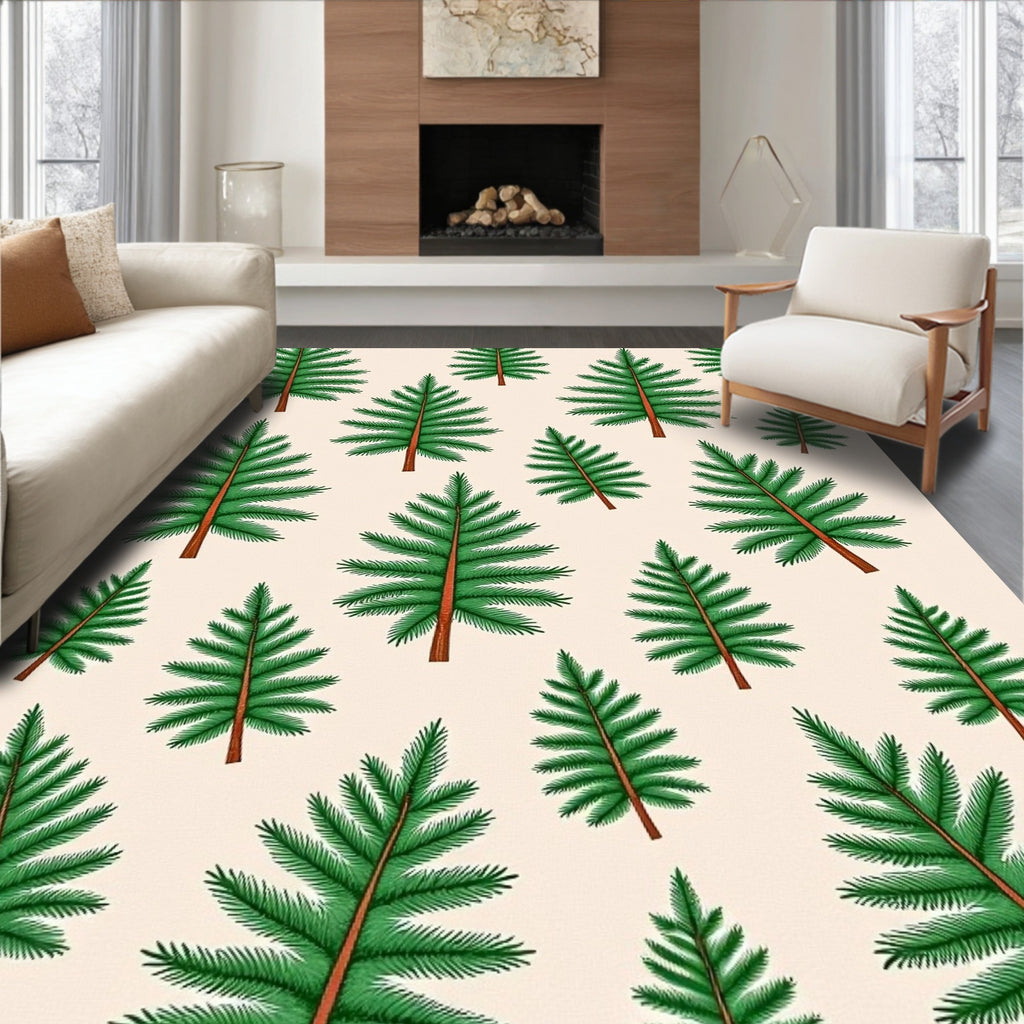 Green Evergreen Forest Trees Scattered Rug
