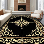 Black Gold Ornate Art Nouveau Rug