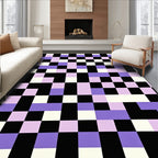 Irregular Pixelated Collage Black Lavender Rug