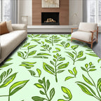 Vibrant Green Leafy Branch Pattern Rug