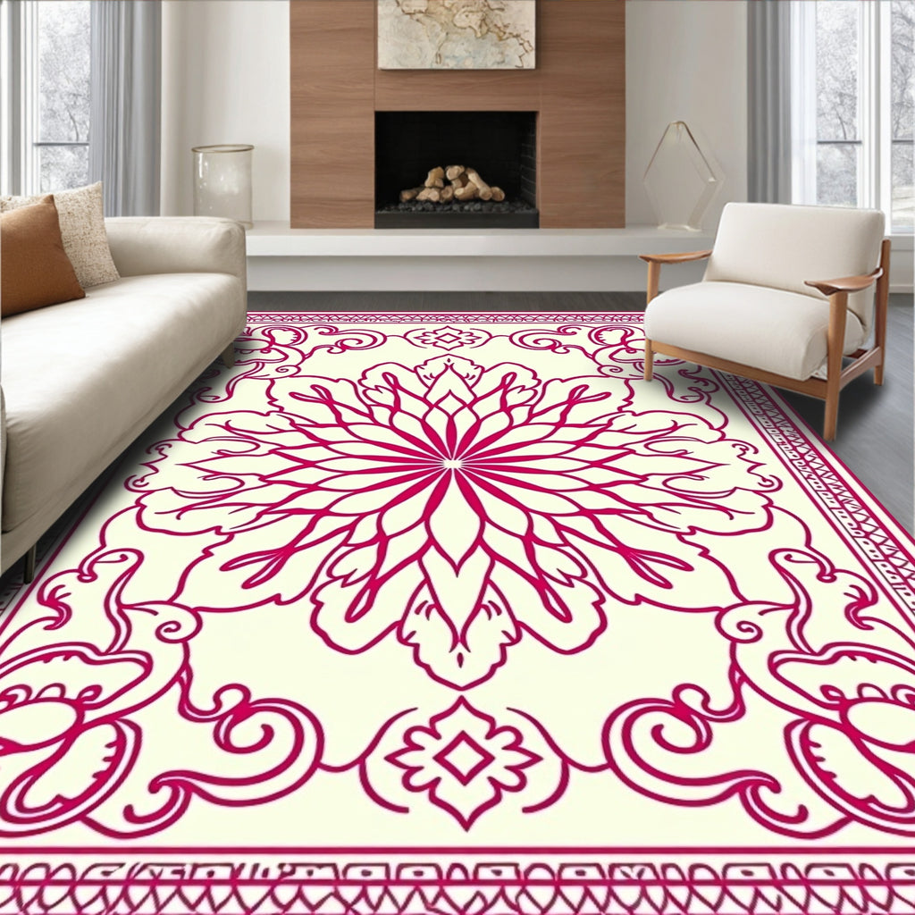 Crimson Medallion Garden Border Rug