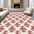 Crimson Damask Floral Ornate Rug