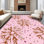 Coral Pink Botanical Burst Rug