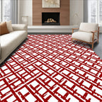 Bold Red Intersecting Lines Rug