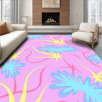 Pastel Pink Blue Floral Swirls Rug