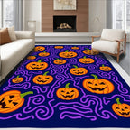 Halloween Jackolantern Orange Swirls Rug