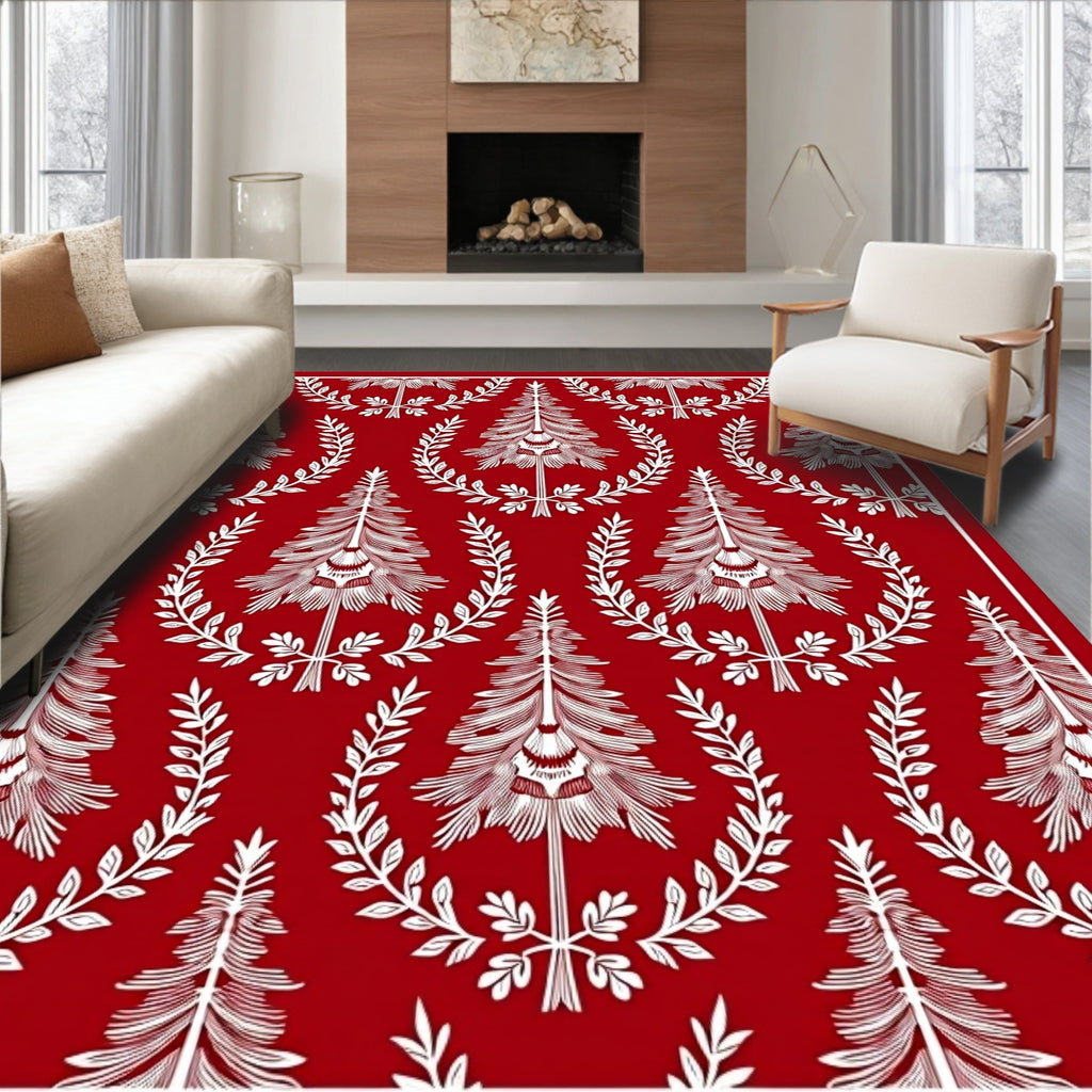 Crimson White Fir Laurel Medallion Rug