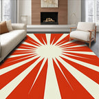 Bold Red Sunburst Rays Rug