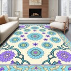 Sky Blue Floral Medallion Border Rug