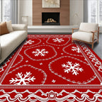 Crimson Lace Snowflake Medallion Rug