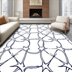 Abstract Indigo Starburst Tiles Rug
