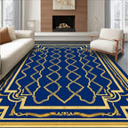 Regal Gold Lattice Royal Blue Rug