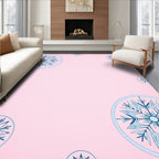 Soft Pink Snowflake Mandala Rug