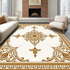 Antique Gold Floral Medallion Border Rug
