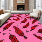 Vibrant Red Cardinal Feather Scatter Rug