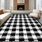 Black White Checked Organic Weave Rug
