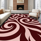 Burgundy Swirl Abstract Floral Rug